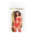 Penthouse Hot Nightfall - sieviešu atvērts viļņains tīkliņtērps sarkans - XL