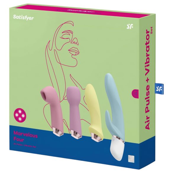 Satisfyer Marvelous Four - vibrators komplekts ar 4 uzgaļiem, uzlādējams