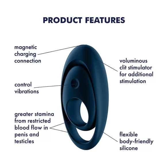 Satisfyer vibrējošs erekcijas gredzens Glorious Duo zilā krāsā