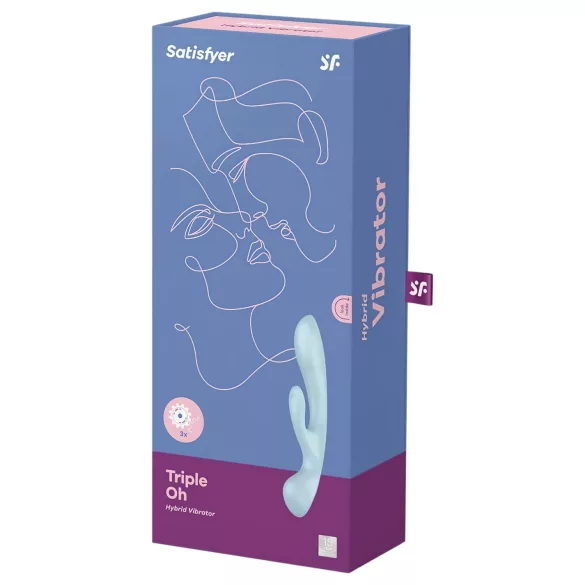 Satisfyer Triple Oh - uzlādējams vibrators ar klitora stimulatoru zils