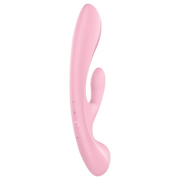 Satisfyer Triple Oh - uzlādējams vibrators ar klitora stimulāciju rozā