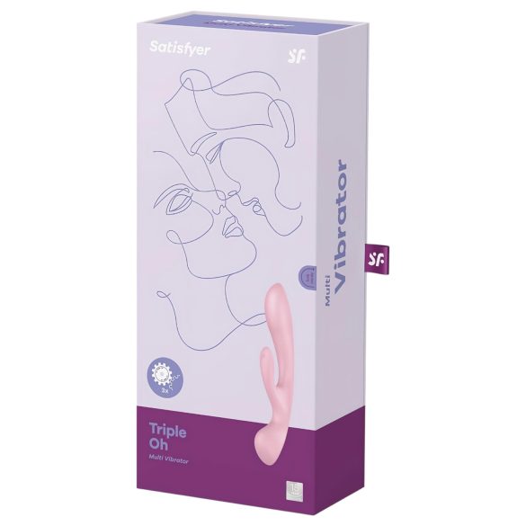 Satisfyer Triple Oh - uzlādējams vibrators ar klitora stimulāciju rozā