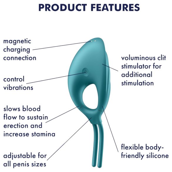 Satisfyer Swordsman - uzlādējams vibrējošs erekcijas gredzens zaļš