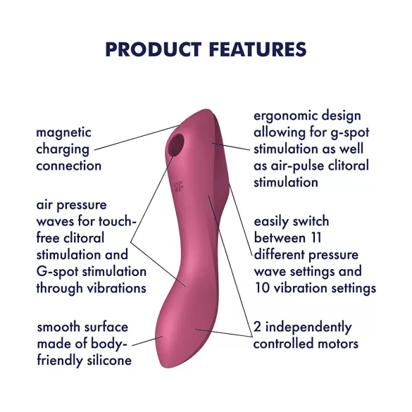 Satisfyer Curvy Trinity 3 - sieviešu 2in1 vibrators ar gaisa viļņu funkciju