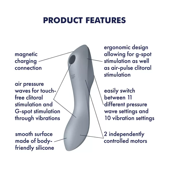 Satisfyer Curvy Trinity 3 - sieviešu 2in1 klitorālais vibrators ar gaisa viļņiem