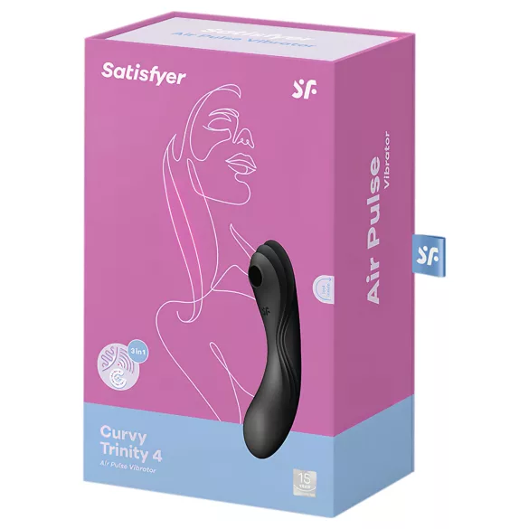 Satisfyer Curvy Trinity 4 - gaisa viļņu 2‑in‑1 vibrators (melns)