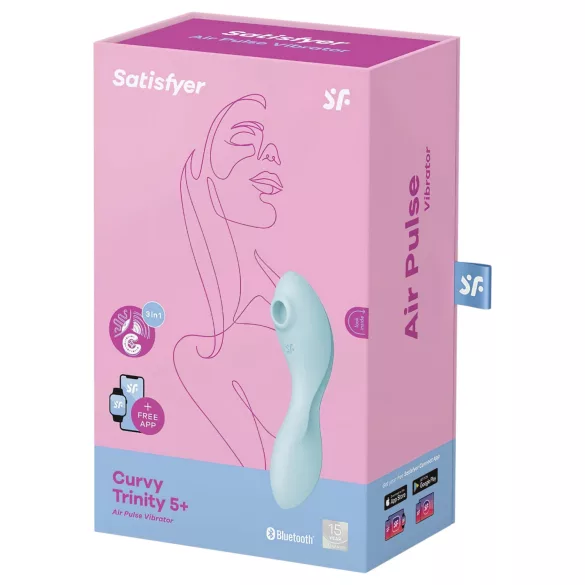 Satisfyer Curvy Trinity 5+ - lietotnes vadāms 2-in-1 vibrators (zils)