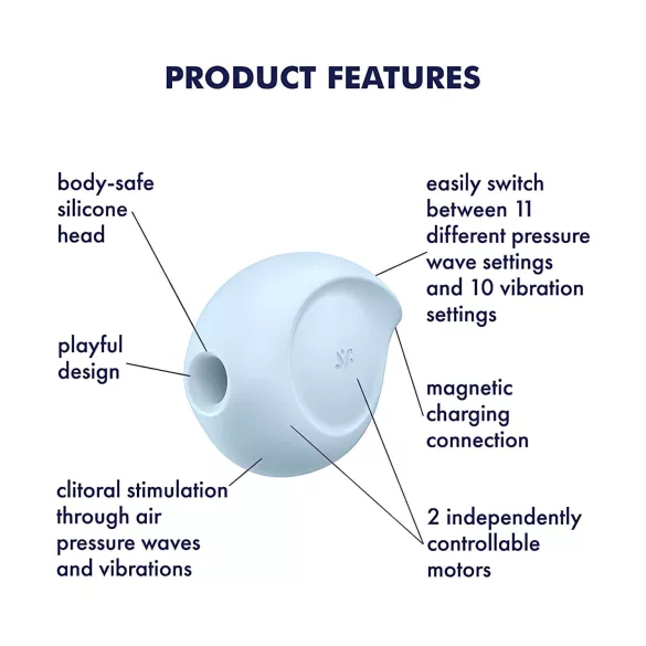 Satisfyer klitora stimulators ar viļņu vibrāciju zilā krāsā