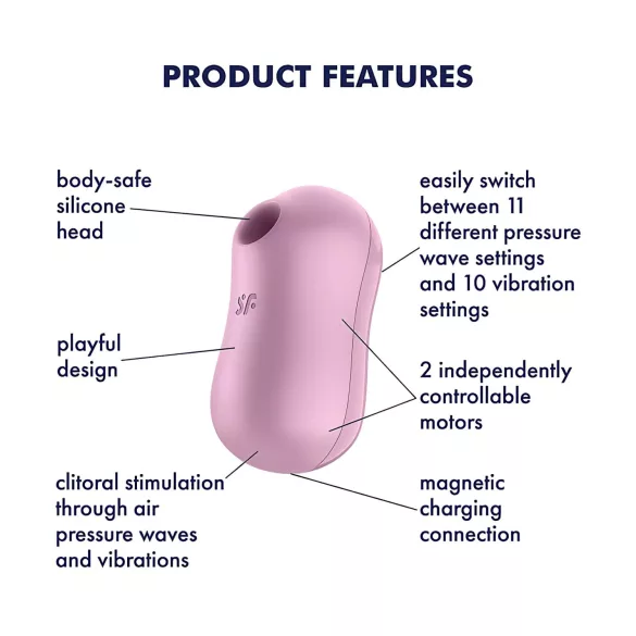 Satisfyer klitora stimulatora vibrators ar gaisa viļņiem uzlādējams violets