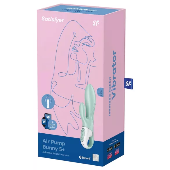 Satisfyer Air Pump Bunny 5 - lietotnes vadāms pumpējams vibrators (mētra)