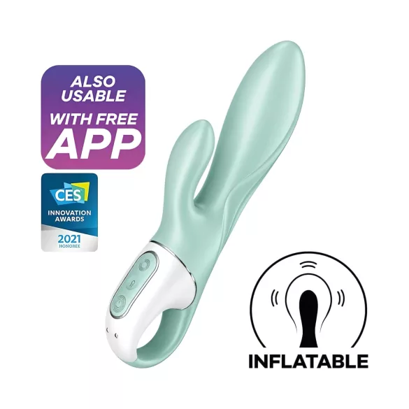Satisfyer Air Pump Bunny 5 - lietotnes vadāms pumpējams vibrators (mētra)
