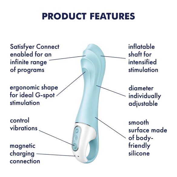 Satisfyer vibrators ar gaisa sūkni, pumpējams, zils
