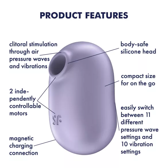 Satisfyer Pro To Go 2 - klitorāla stimulators ar gaisa viļņiem uzlādējams violets