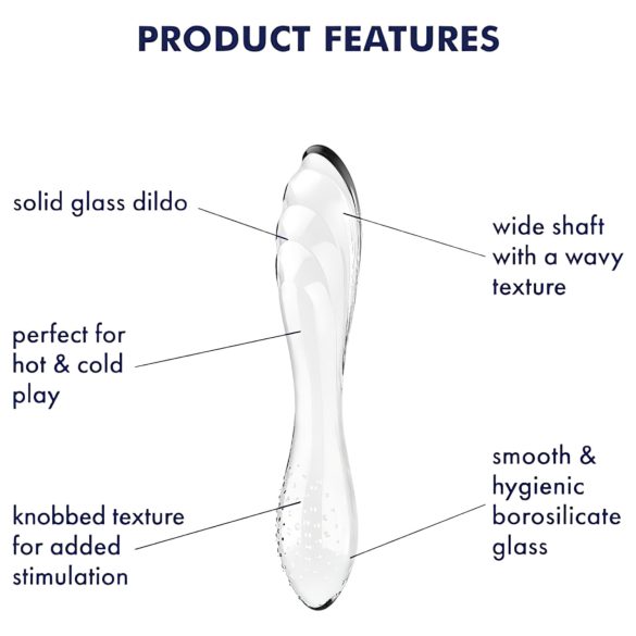 Satisfyer Dazzling Crystal 1 - stikla divpusējs dildo caurspīdīgs