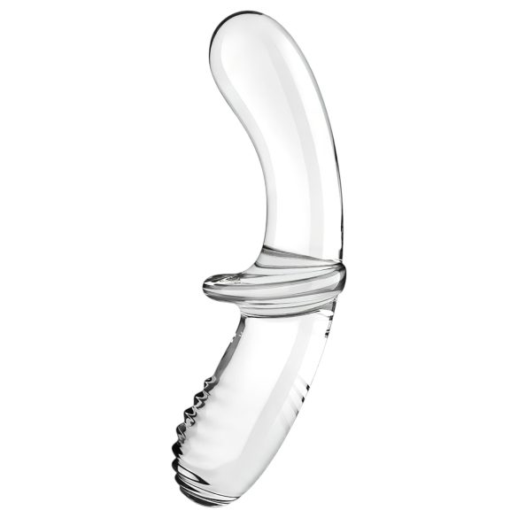 Satisfyer Double Crystal - stikla divpusējs dildo caurspīdīgs