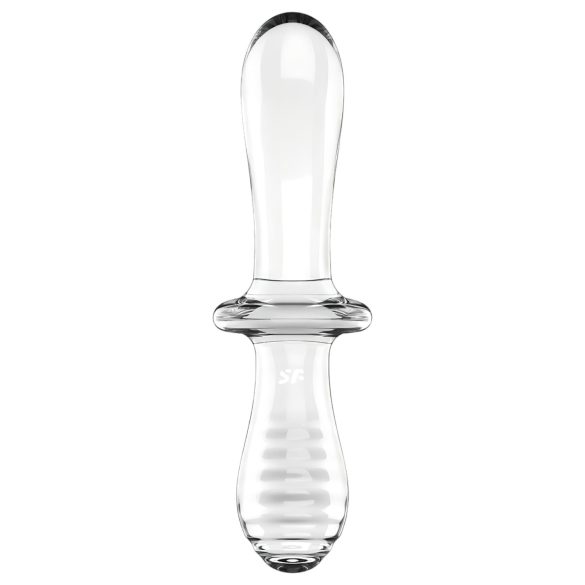 Satisfyer Double Crystal - stikla divpusējs dildo caurspīdīgs