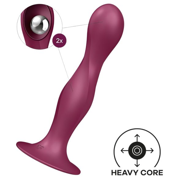 Satisfyer Double Ball-R - piesūcekņa dildos ar svaru, sarkans