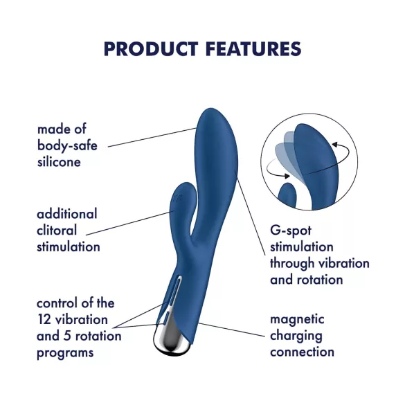 Satisfyer Spinning Rabbit 1 - vibrators ar rotējošu klitora stimulāciju zils