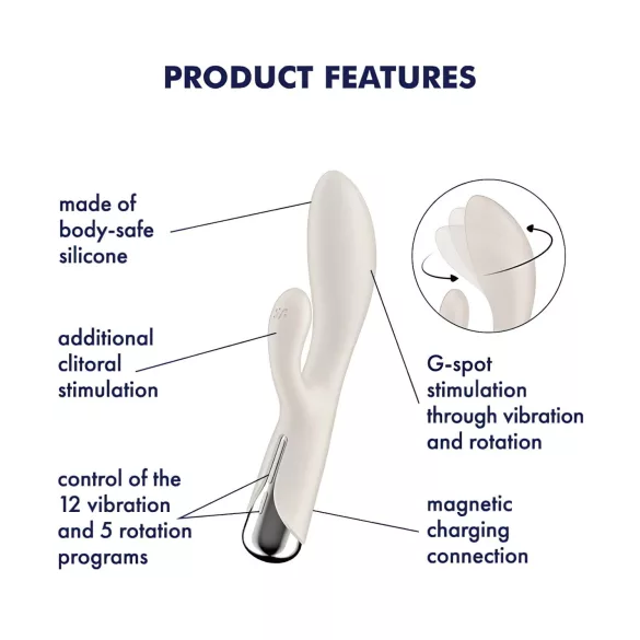Satisfyer Spinning Rabbit 1 - vibrators ar rotējošu klitora stimulatoru bēšs