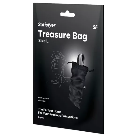 Satisfyer Treasure Bag L - diskrēts uzglabāšanas maisiņš vidējs melns