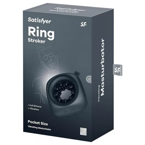 Satisfyer Ring Stroker - vīriešu vibrators masturbators uzlādējams melns