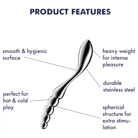 Satisfyer Star Force 1 - metāla dildo ar bumbām sudraba krāsā