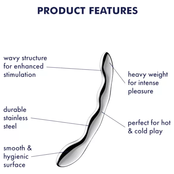 Satisfyer Cosmic Crest 2 - metāla dildo viļņots sudraba
