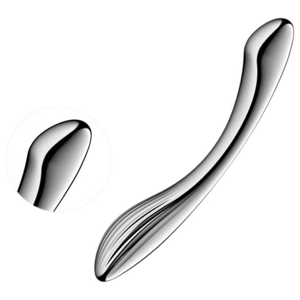 Satisfyer Pure Gravity 1 – rievots tērauda dildo (sudrabs)
