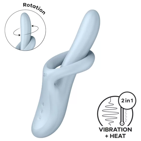 Satisfyer Heat Flex 4 - sildošs vibrators ar klitora rokturi (zils)