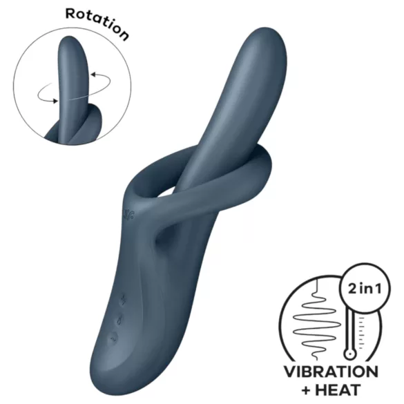 Satisfyer Heat Flex 4 - vibrators ar klitora stimulatoru un sildīšanu, pelēks