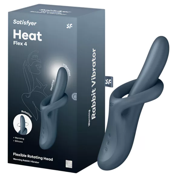Satisfyer Heat Flex 4 - sildošs vibrators ar klitora atzaru (pelēks)