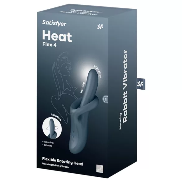 Satisfyer Heat Flex 4 - vibrators ar klitora stimulatoru un sildīšanu, pelēks