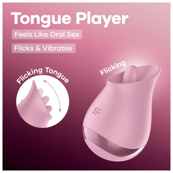 Satisfyer klitora vibrators ar mēli rozā