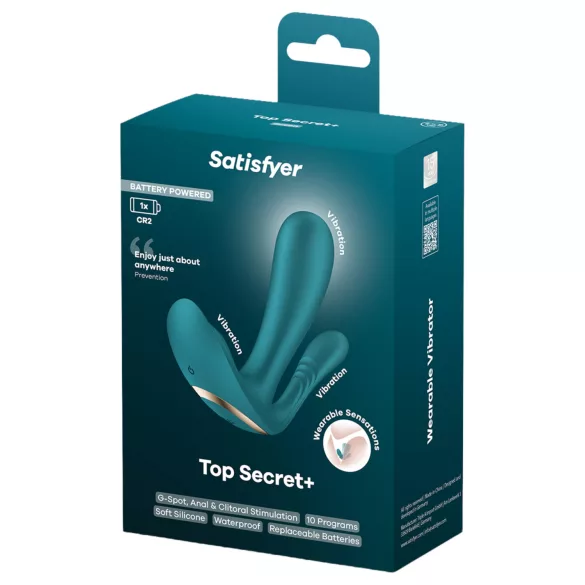 Satisfyer Top Secret+ - valkājams vibrators ar 3 galiem zaļš