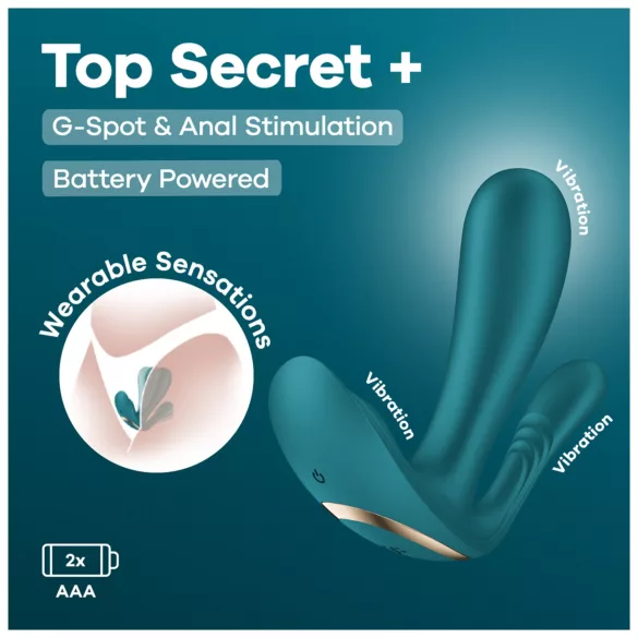 Satisfyer Top Secret+ - valkājams vibrators ar 3 galiem zaļš
