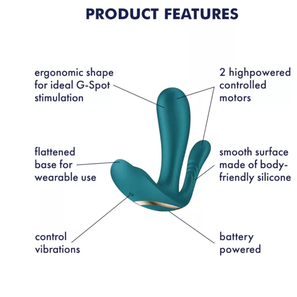 Satisfyer Top Secret+ - valkājams vibrators ar 3 galiem zaļš