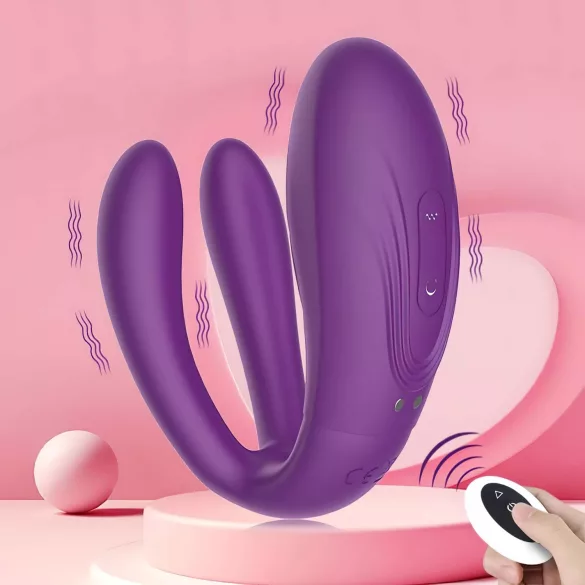 Mrow - pāru vibrators, ūdensizturīgs, 3 motori, uzlādējams, violets