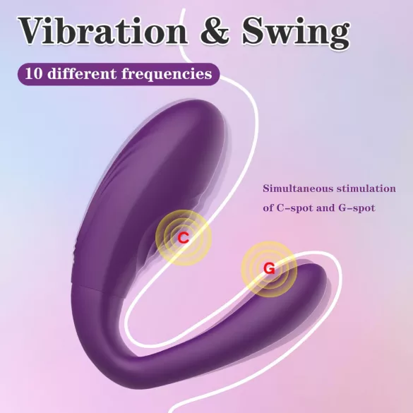 Mrow - pāru vibrators, ūdensizturīgs, 3 motori, uzlādējams, violets