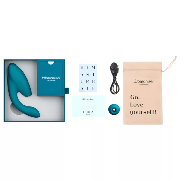 Womanizer DUO 2 - klitorstimulējošs “rabbit” vibrators (petrolkrāsas)