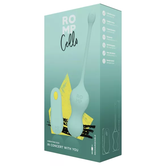 ROMP Cello - vibrējošā geišas bumbiņa ar pulti zaļa