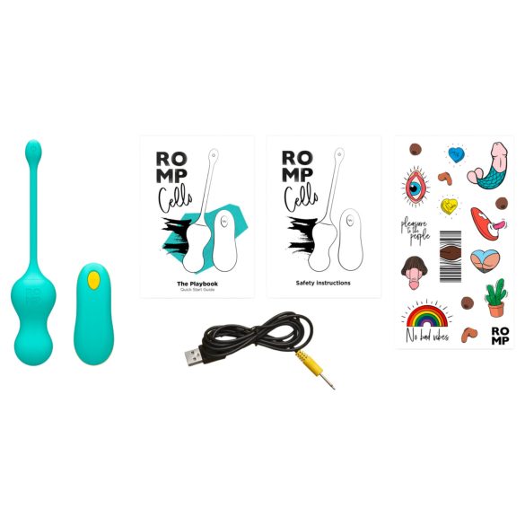 ROMP Cello - vibrējošā geišas bumbiņa ar pulti zaļa