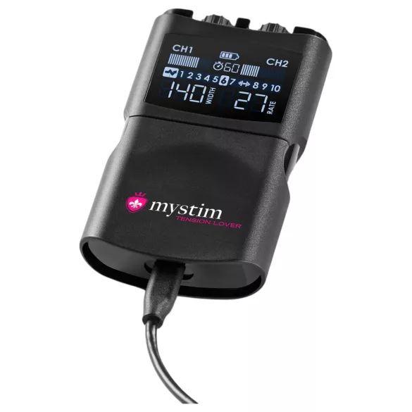 mystim Tension Lover 2 - digitālais elektro stimulācijas komplekts melns