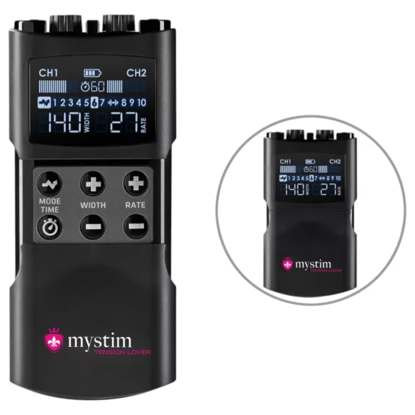 mystim Tension Lover 2 - digitālais elektro stimulācijas komplekts melns