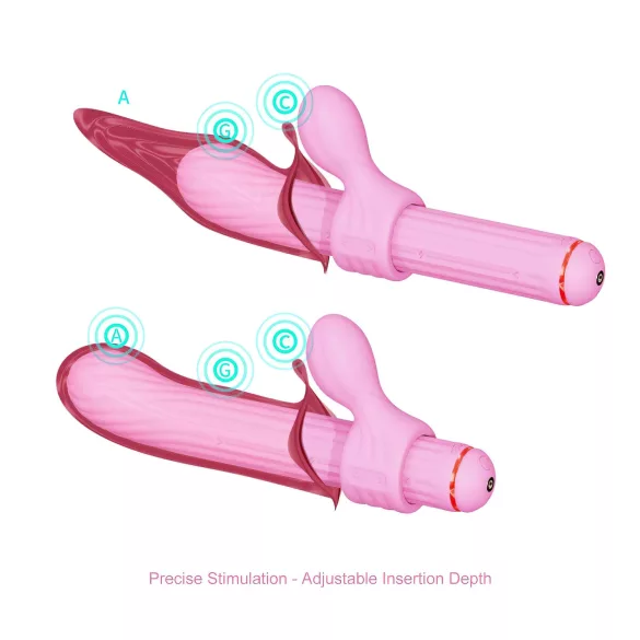 Magic Stick - vibrators, maināmi uzgaļi (rozā)
