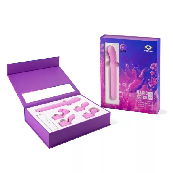 Magic Stick - vibrators, maināmi uzgaļi (rozā)