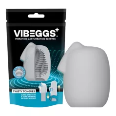   VIBEGGS Twisty Tongues - vibrējošs olas masturbators (balts)