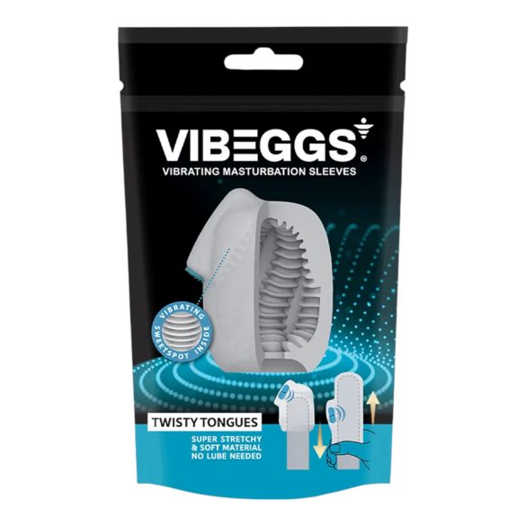 VIBEGGS vibrējošs masturbators olu forma ar mēlīti balts