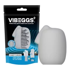 VIBEGGS vibrējošais olas masturbators baltā krāsā