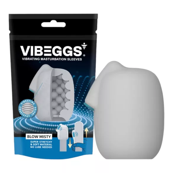 VIBEGGS Blow Misty - vibrējoša olu masturbators (balts)