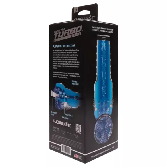 Fleshlight Turbo Core - masturbators ar vaku efektu zilā krāsā